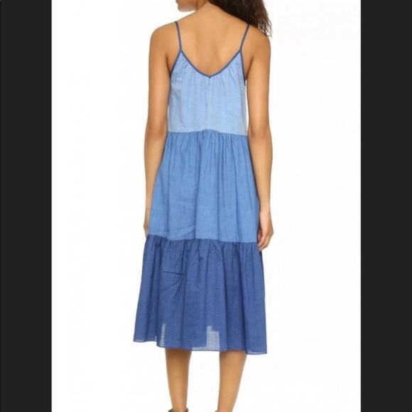 M.i.h. Jeans Blue Chambray Colorblock Sunset Three Tiered Sundress - Picture 5 of 10